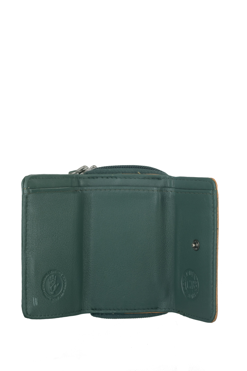 DUETT  RV- Minibörse bottlegreen/tan RFID