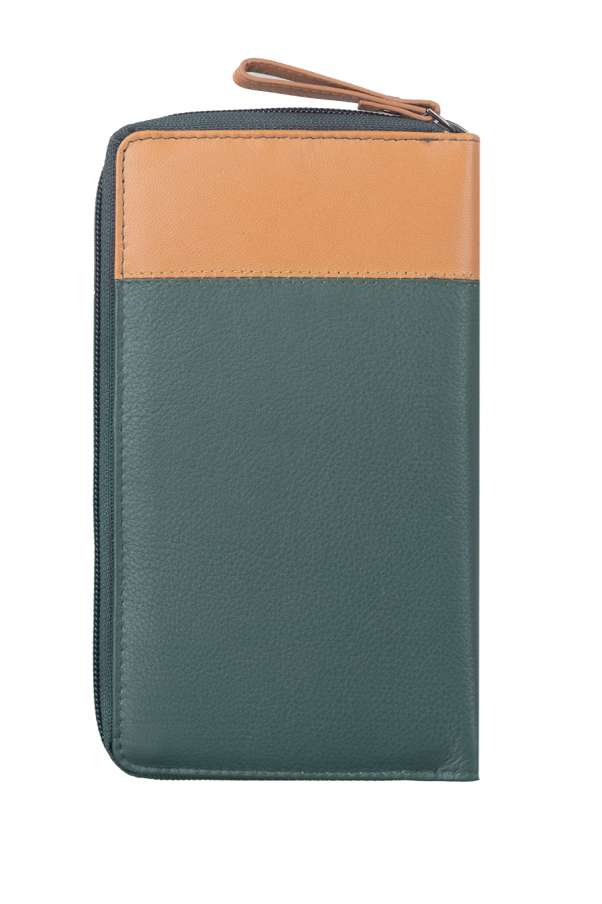 DUETT  RV-Damen Langbörse bottlegreen/tan RFID