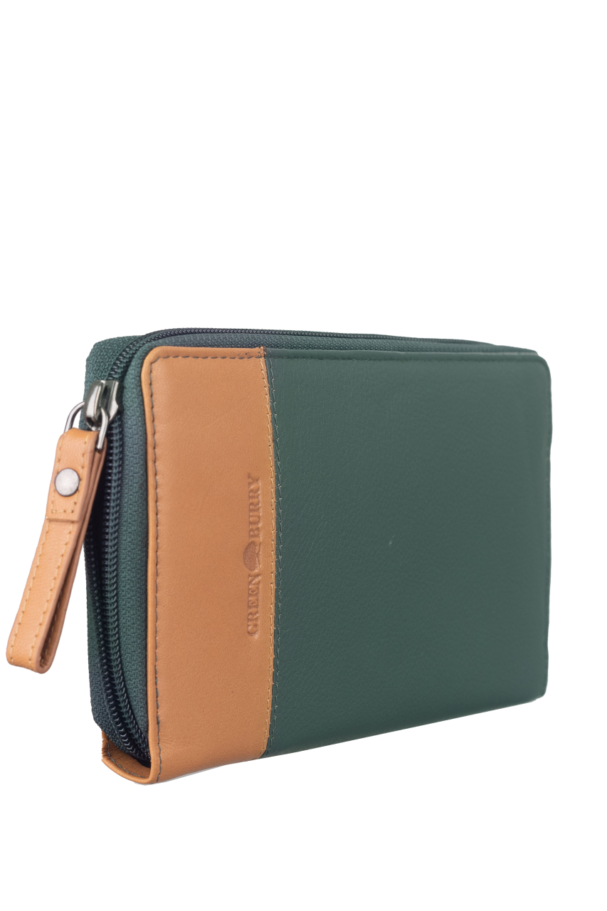 DUETT  RV-Damen Langbörse bottlegreen/tan RFID