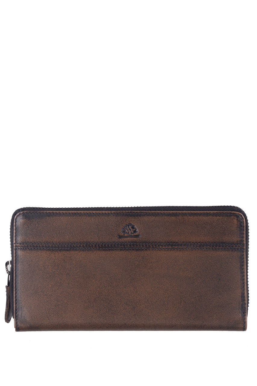 Destressed RV-Damenbörse RFID teak brown