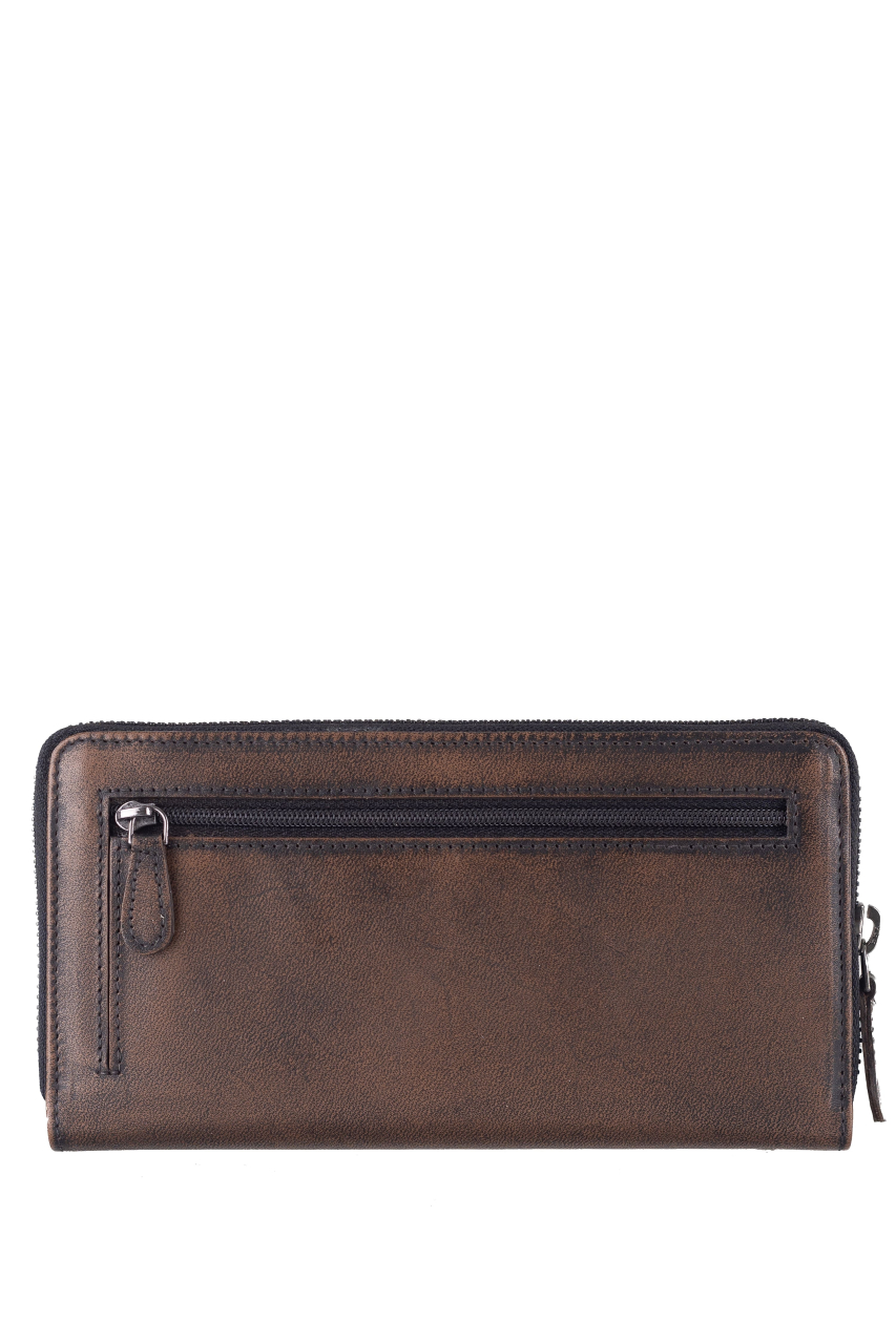 Destressed RV-Damenbörse RFID teak brown