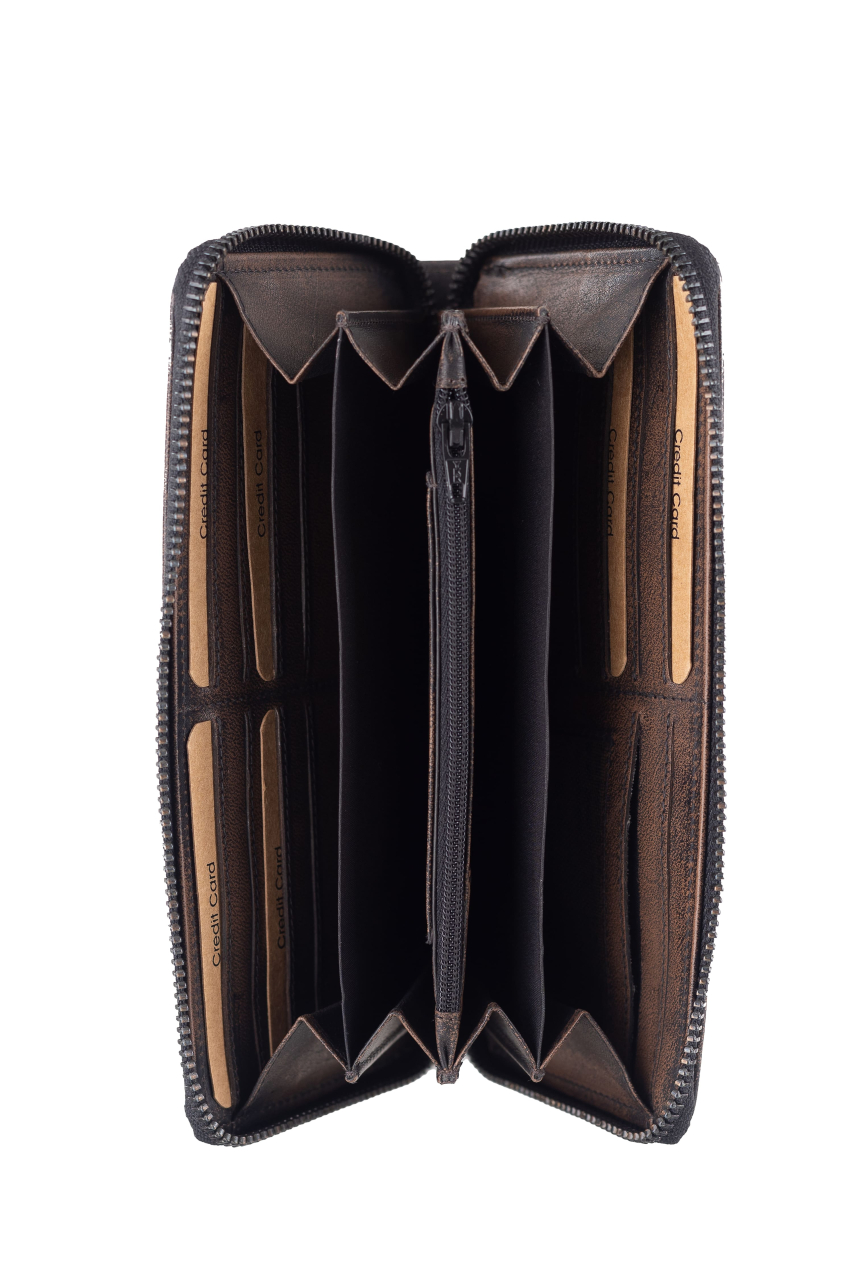 Destressed RV-Damenbörse RFID teak brown