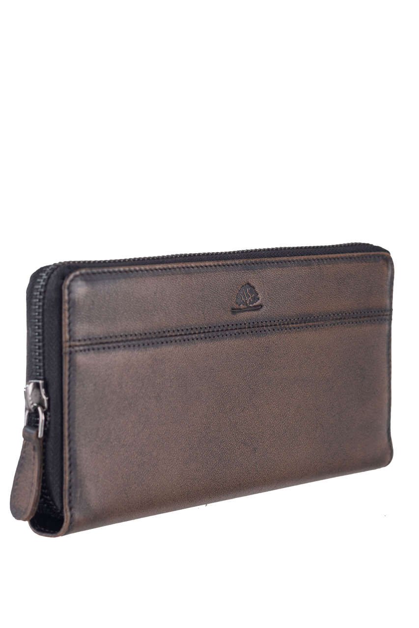 Destressed RV-Damenbörse RFID teak brown