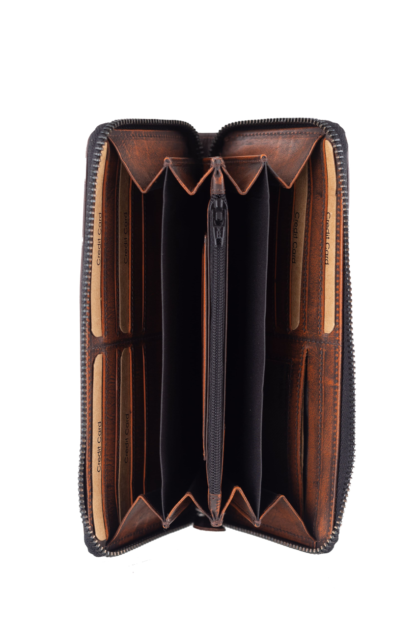 Destressed RV-Damenbörse RFID rusty orange