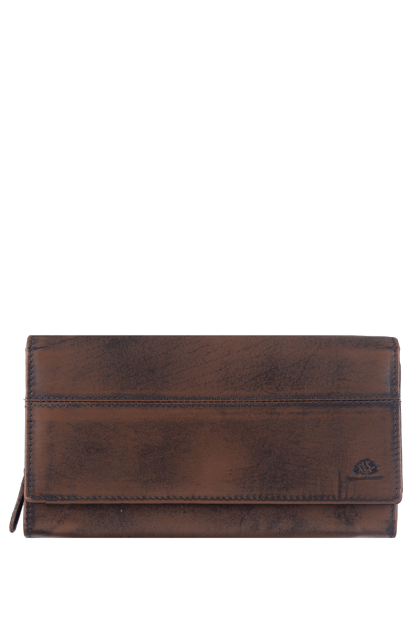 Destressed Damen Langbörse RFID teak brown