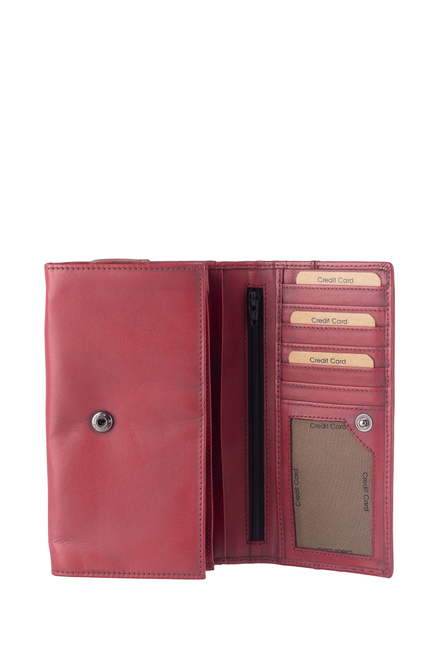 Destressed Damen Langbörse RFID deep red