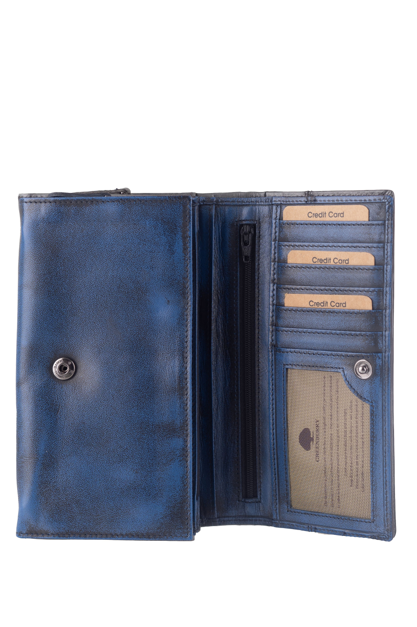 Destressed Damen Langbörse RFID navy blue