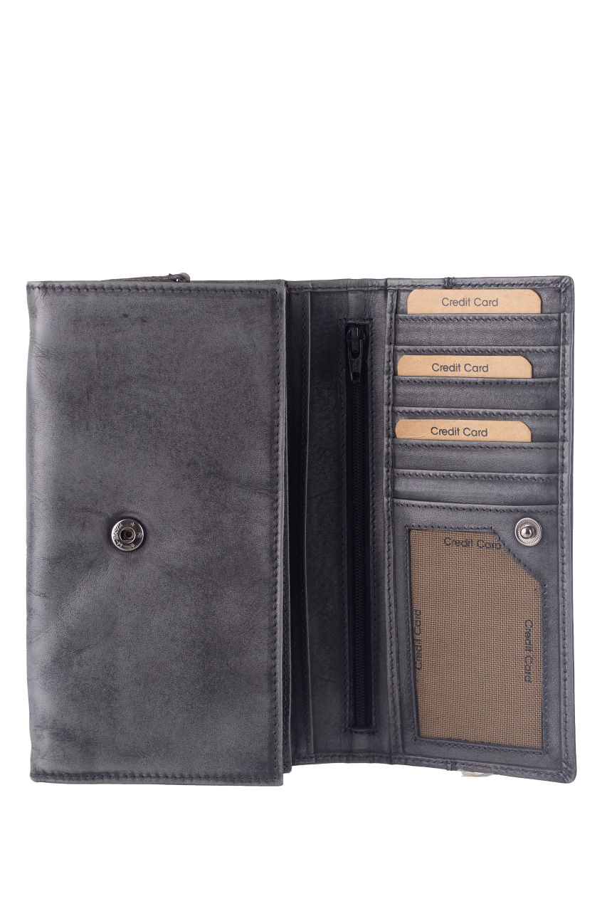 Destressed Damen Langbörse RFID silver grey