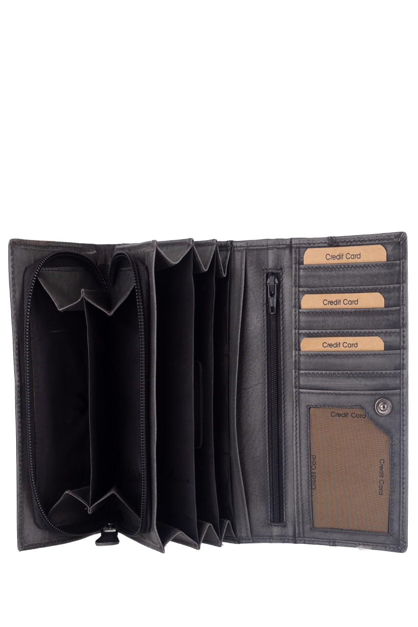 Destressed Damen Langbörse RFID silver grey