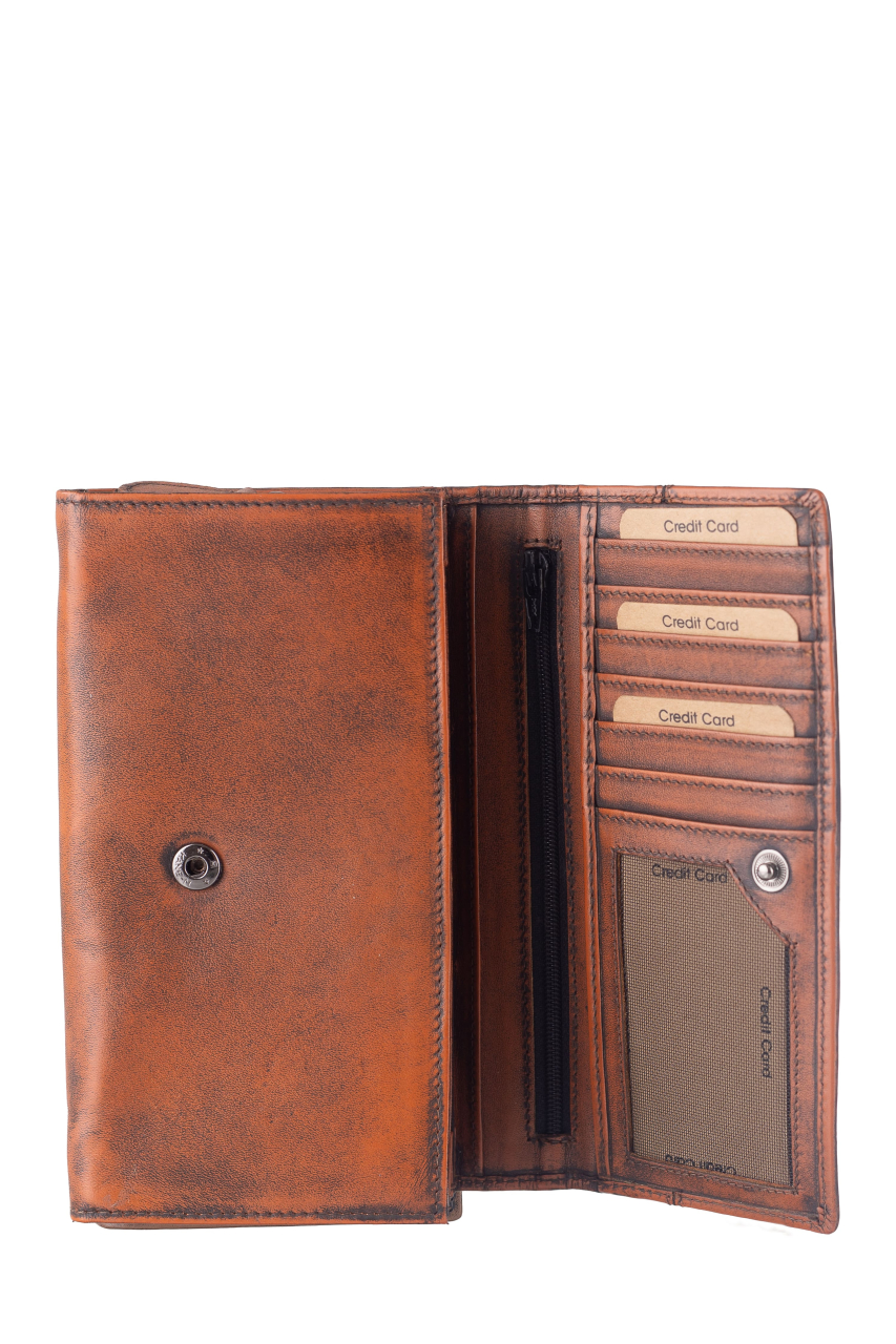 Destressed Damen Langbörse RFID rusty orange