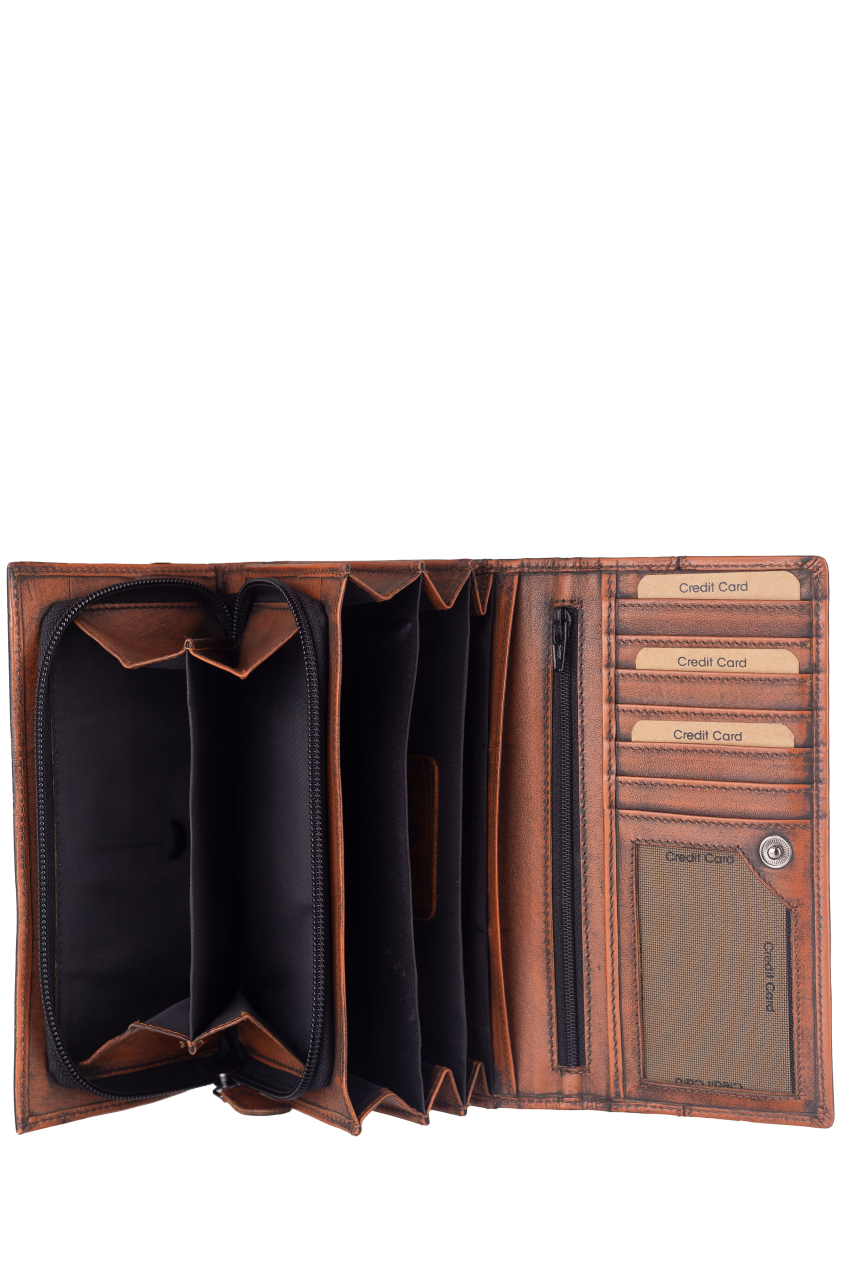 Destressed Damen Langbörse RFID rusty orange