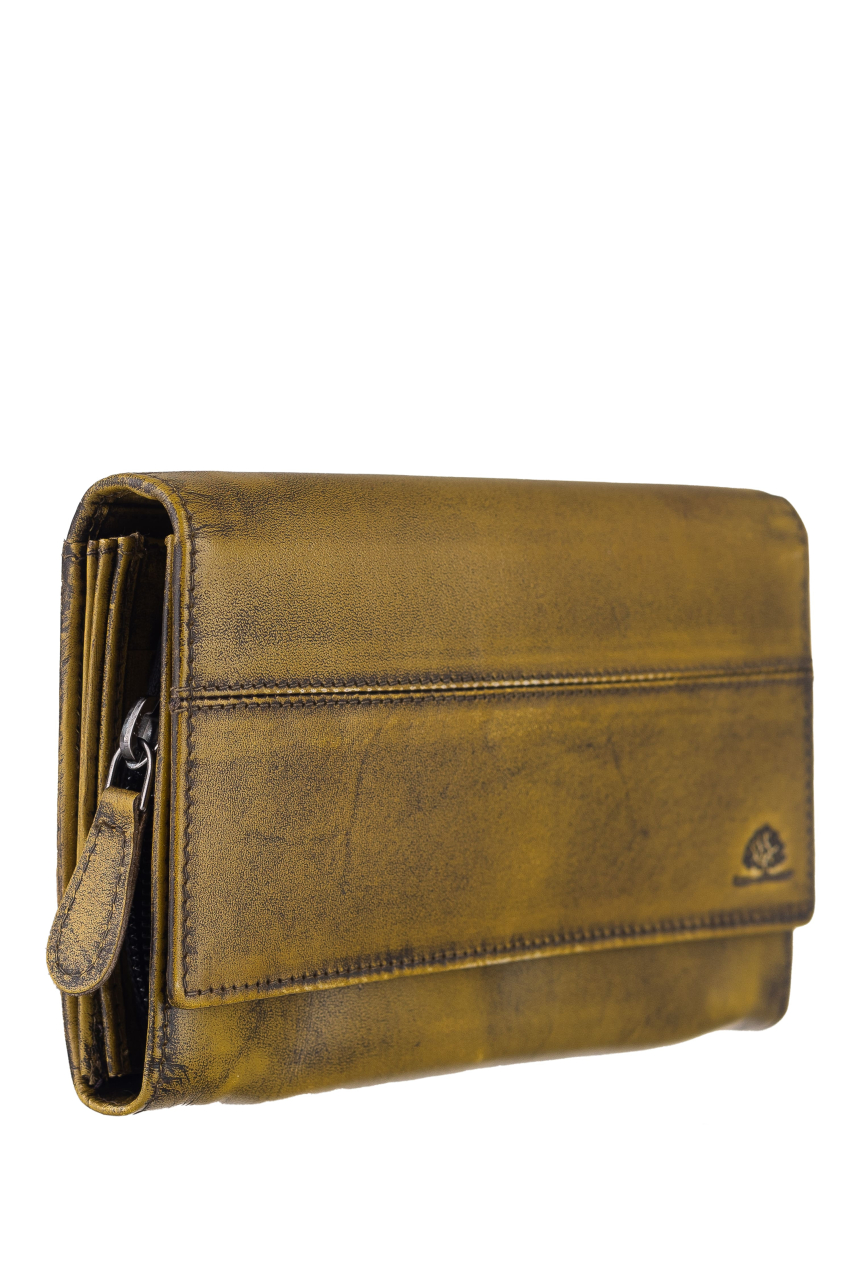 Destressed Damen Langbörse RFID dirty yellow