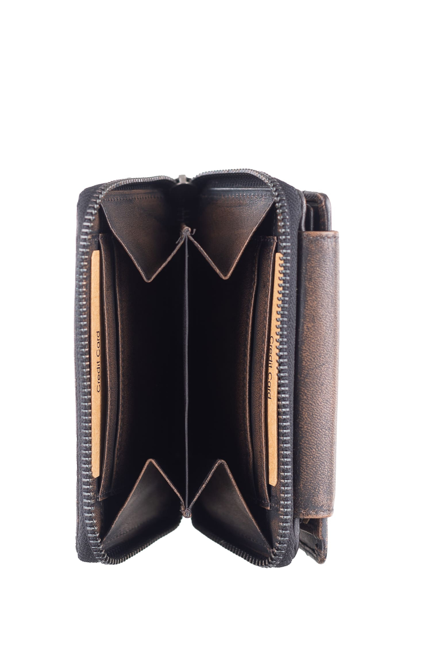 Destressed RV-Damenbörse RFID teak brown