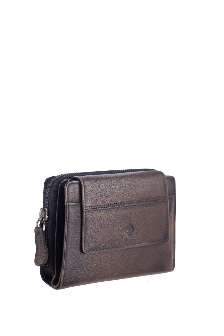 Destressed RV-Damenbörse RFID teak brown