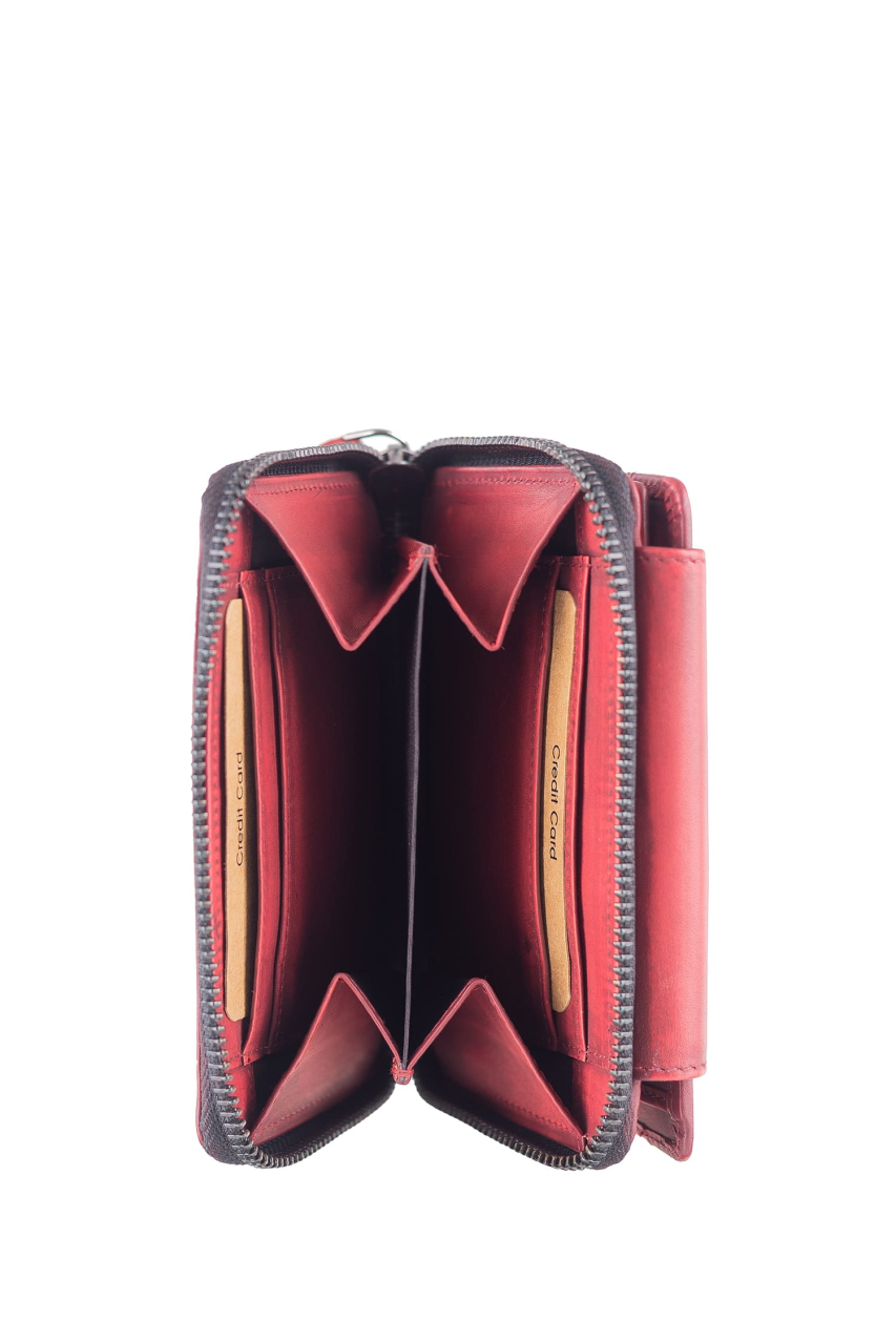Destressed RV-Damenbörse RFID deep red
