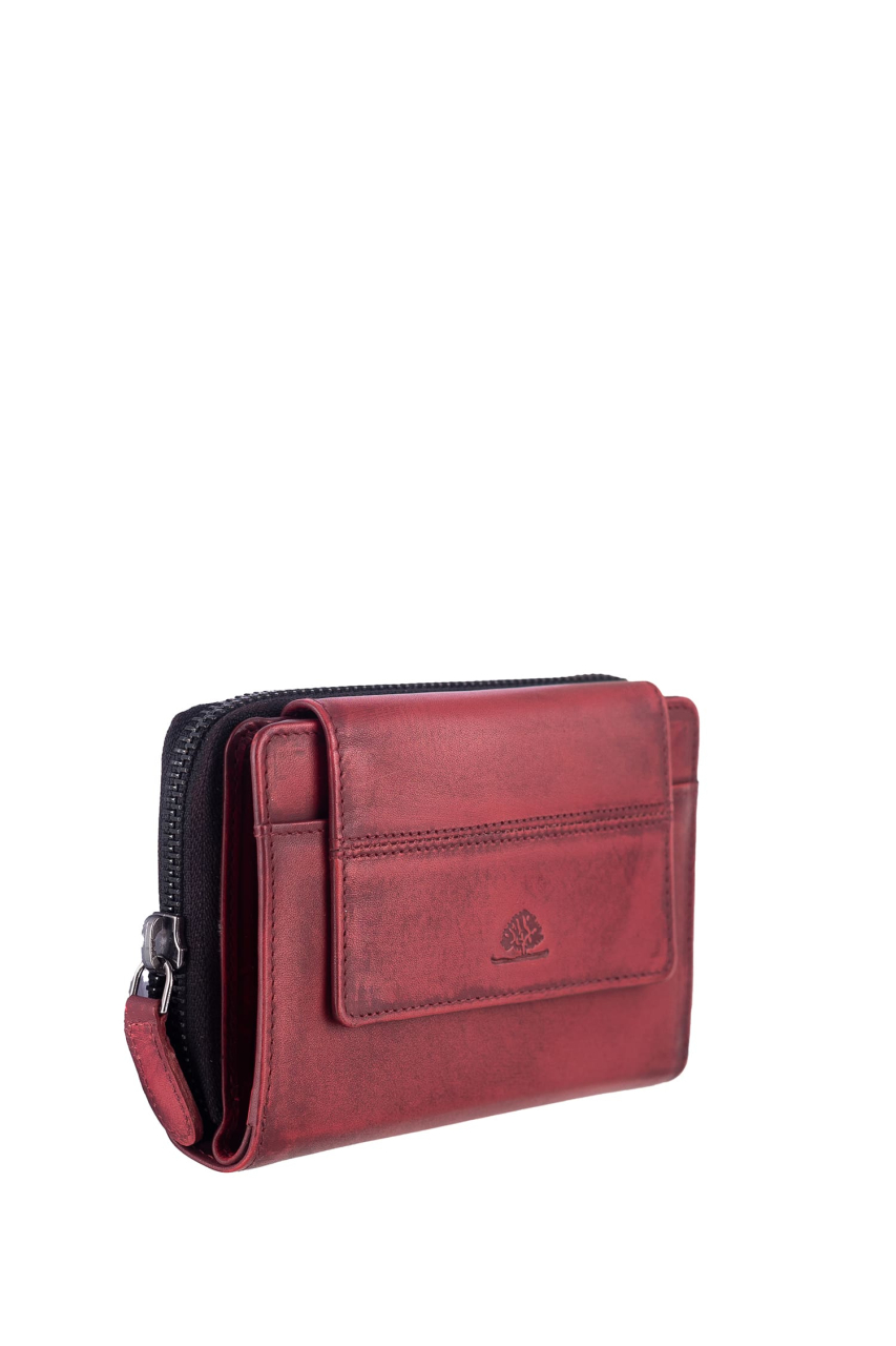 Destressed RV-Damenbörse RFID deep red