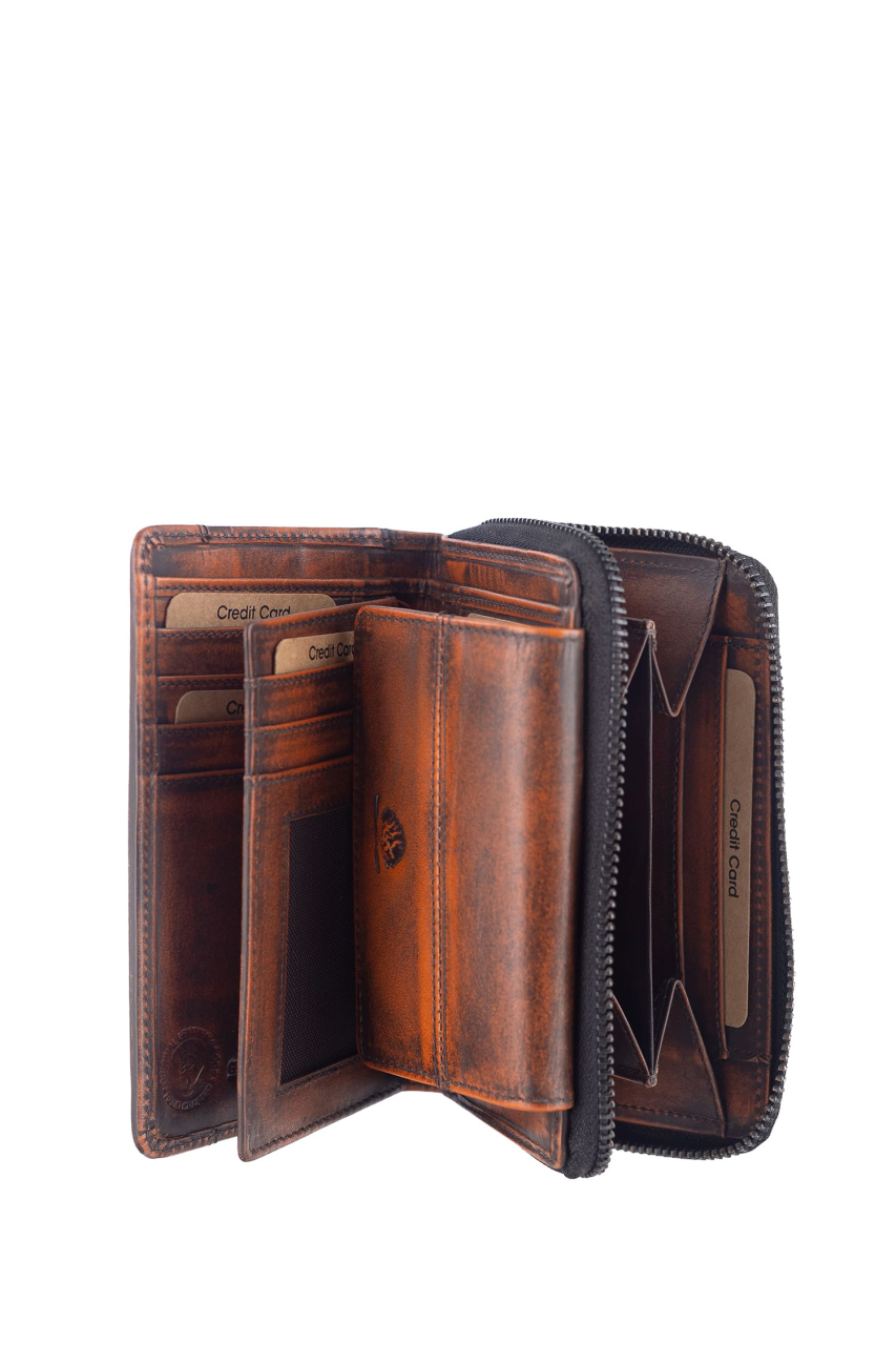 Destressed RV-Damenbörse RFID rusty orange