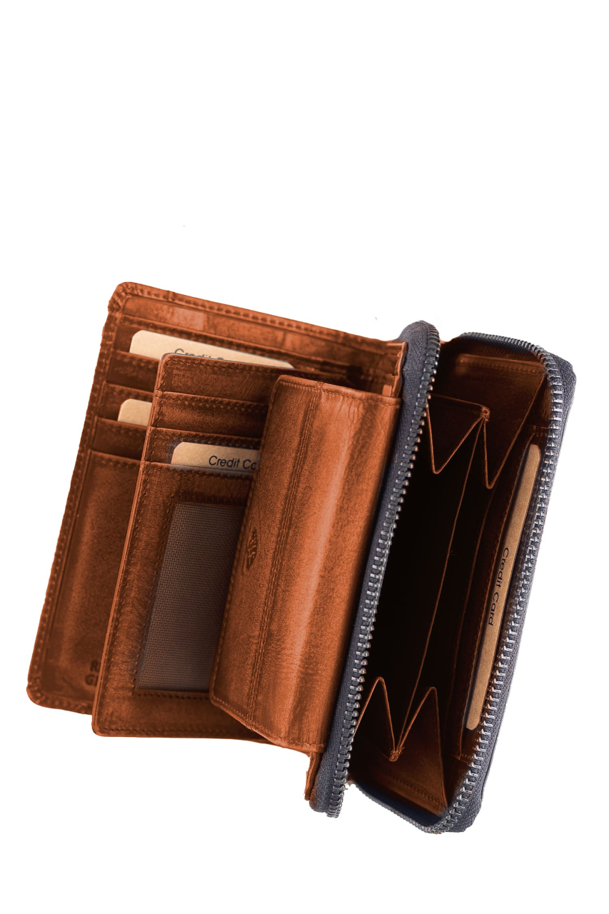 Destressed RV-Damenbörse RFID rusty orange