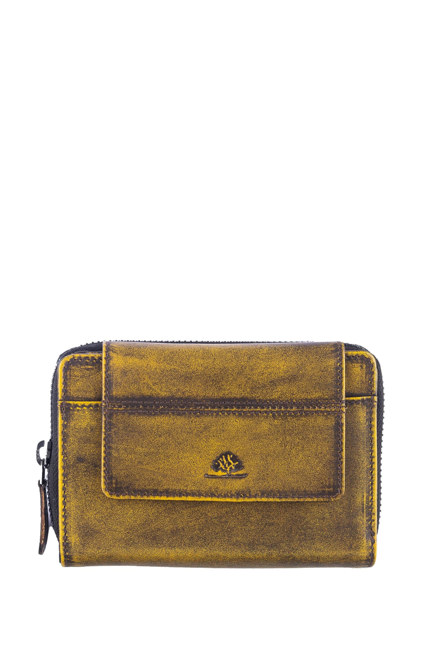 Destressed RV-Damenbörse RFID dirty yellow