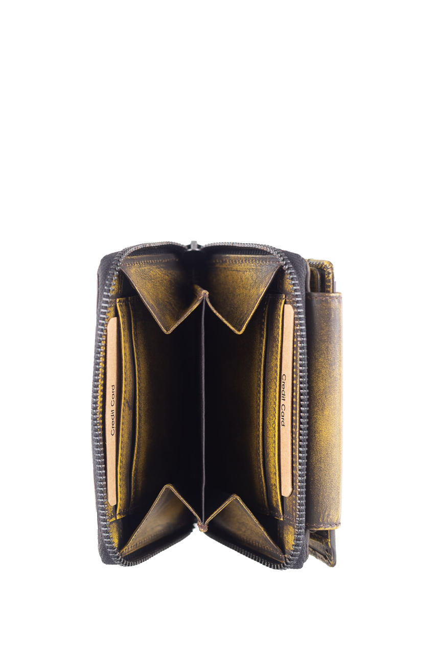 Destressed RV-Damenbörse RFID dirty yellow