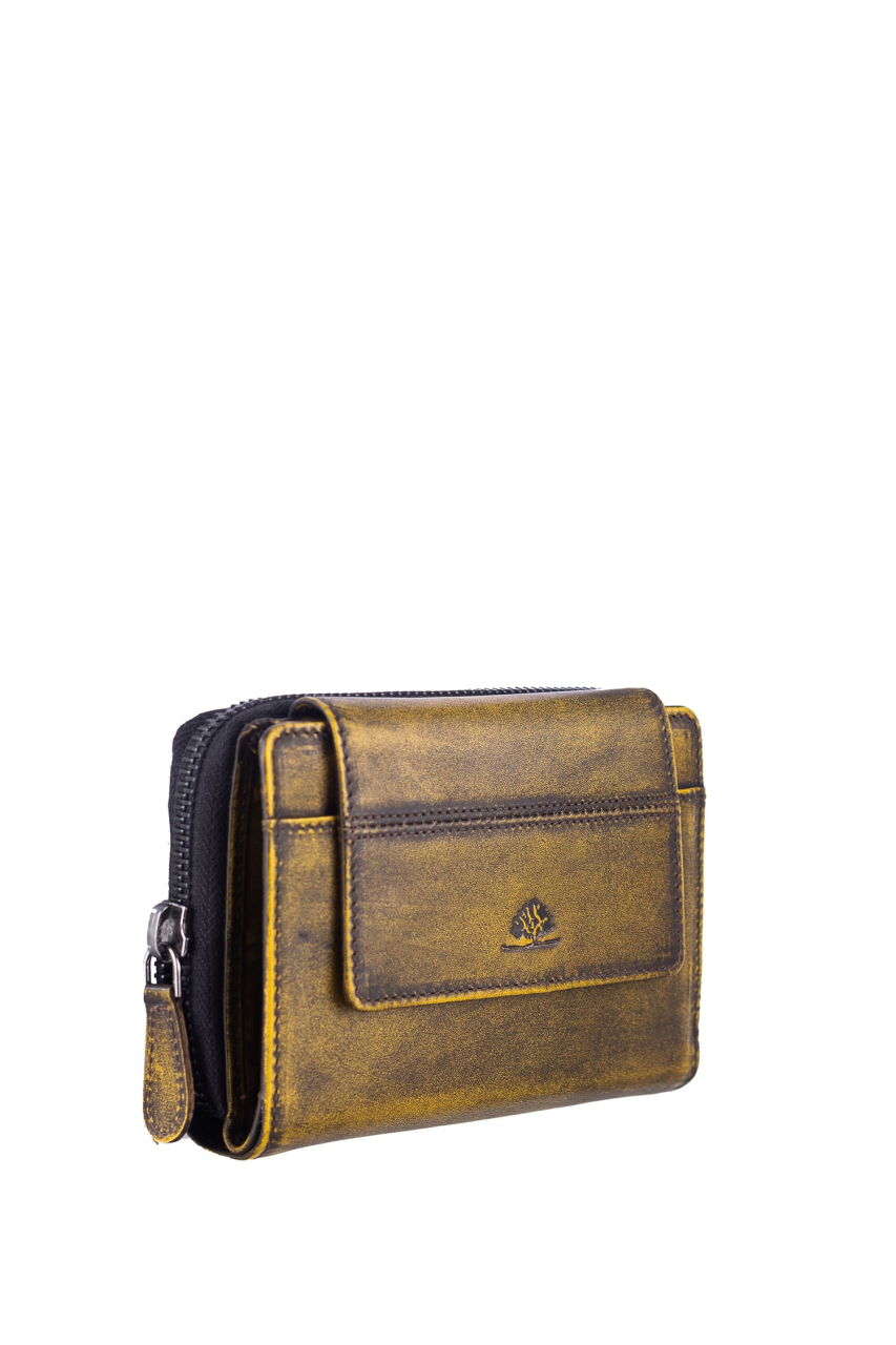 Destressed RV-Damenbörse RFID dirty yellow