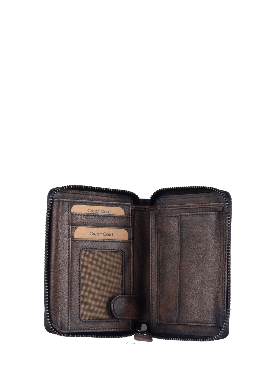 Destressed RV-Damenbörse RFID teak brown