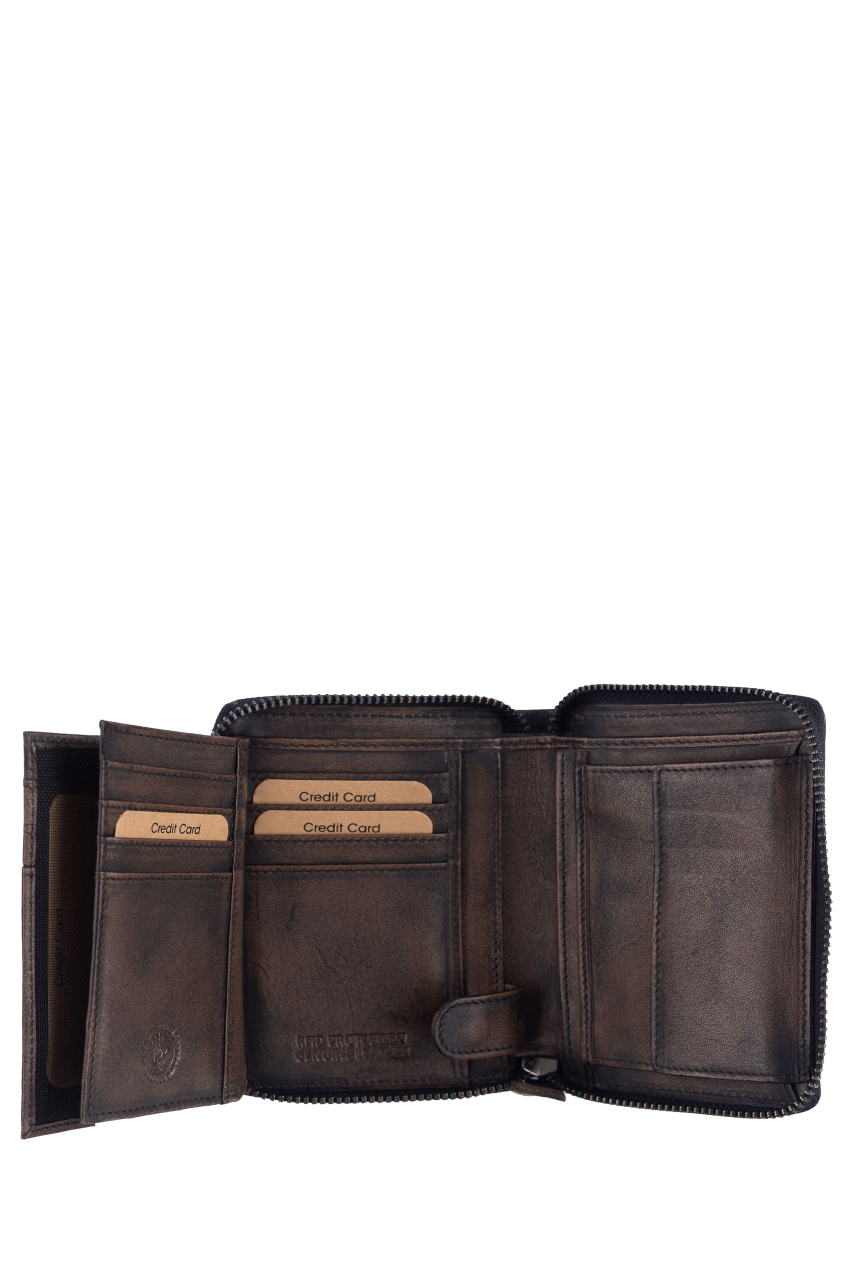 Destressed RV-Damenbörse RFID teak brown