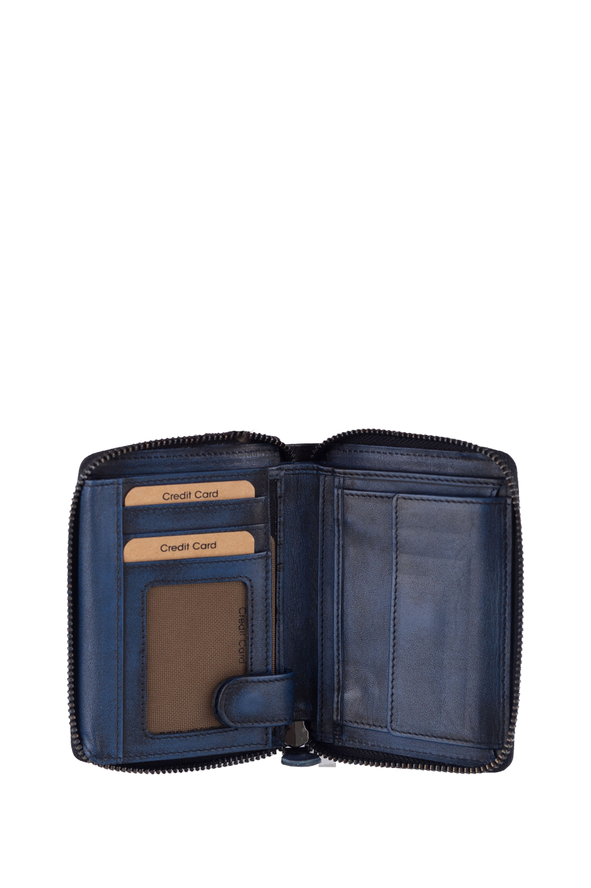Destressed RV-Damenbörse RFID navy blue