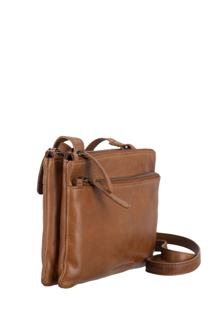 Colombiana RV Shoulderbag 3 zip small nougat