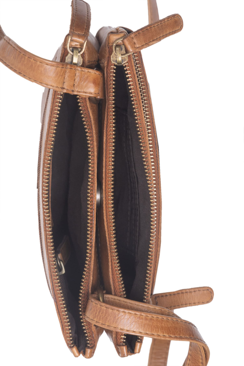 Colombiana RV Shoulderbag 3 zip medium nougat