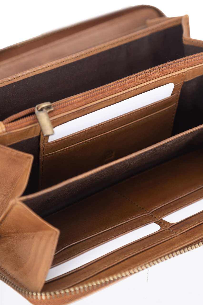 Colombiana  RV-Damenbörse lang RFID nougat