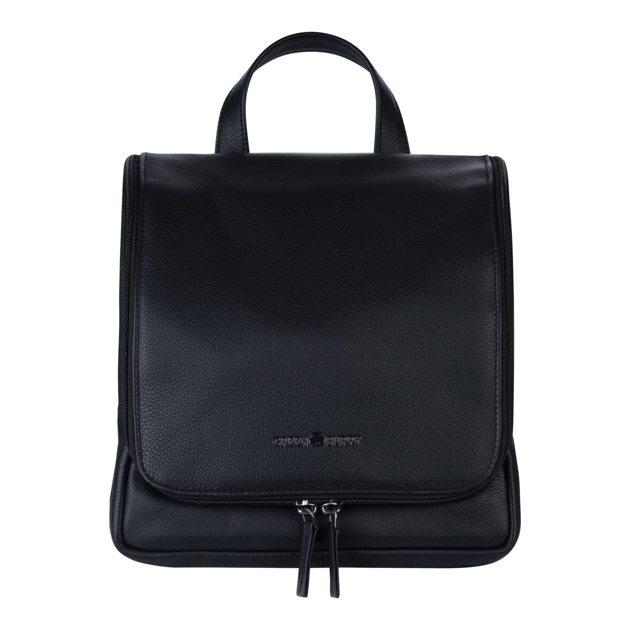 Nappa-Leder Hänge-Kulturtasche, schwarz