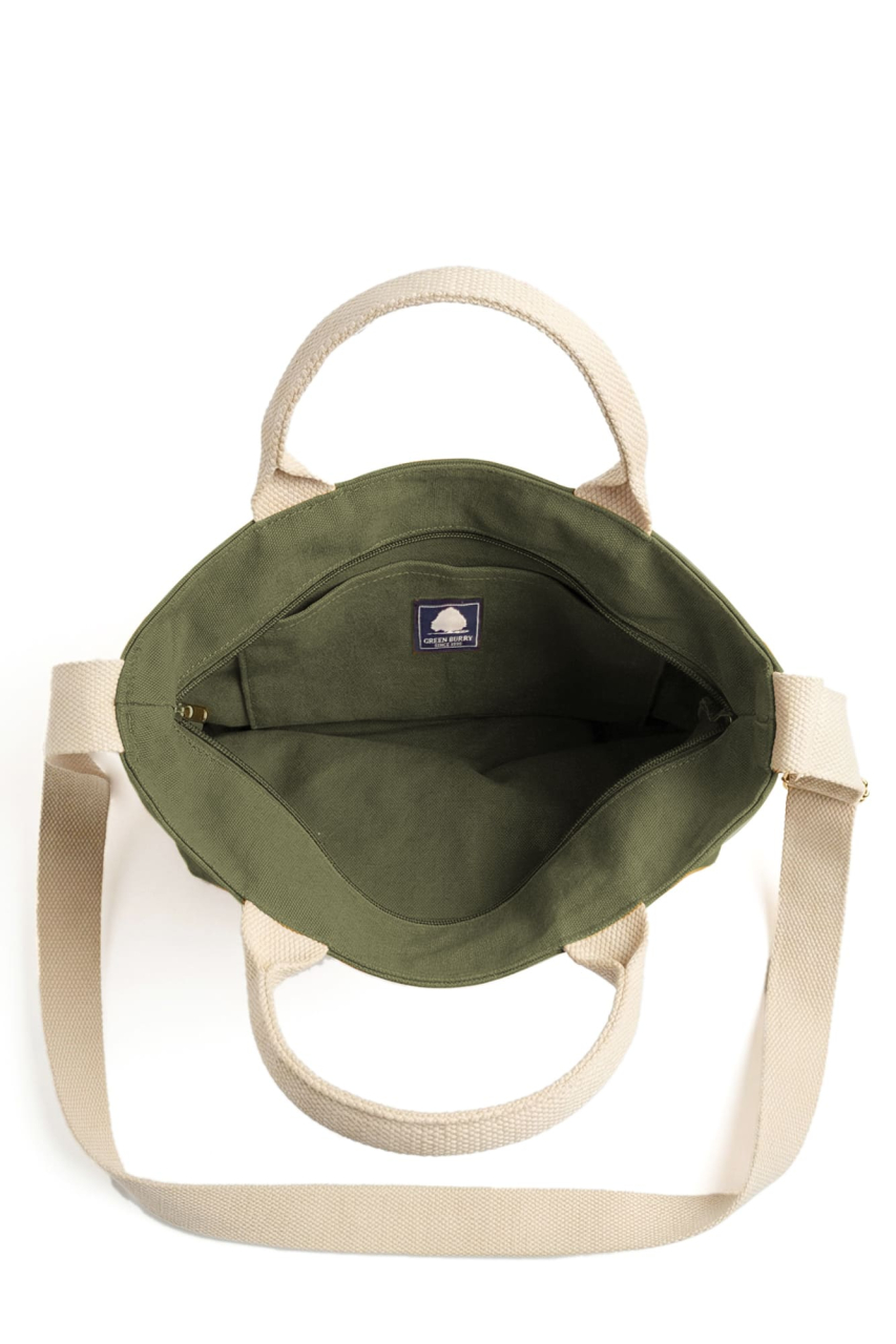 GB- Shoulder Bag Canvas gunmetal (olive)