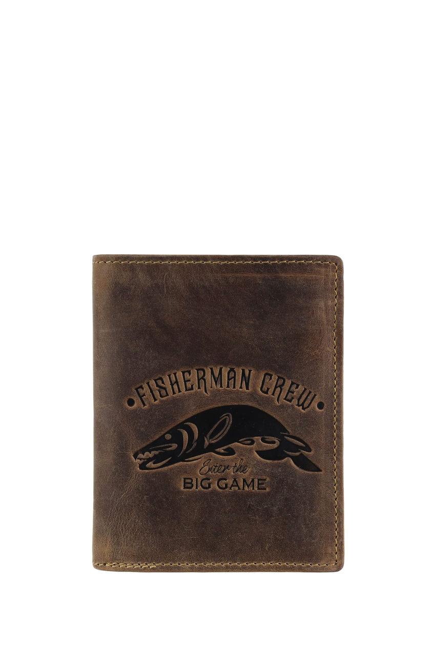 Vintage Kombibörse Leder Motiv Hecht, mit RFID-Schutz