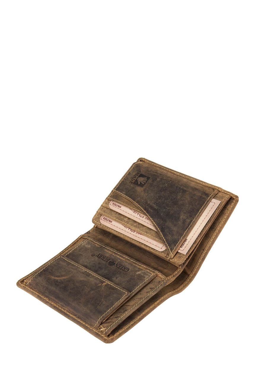 Vintage Kombibörse Leder Motiv Hecht, mit RFID-Schutz