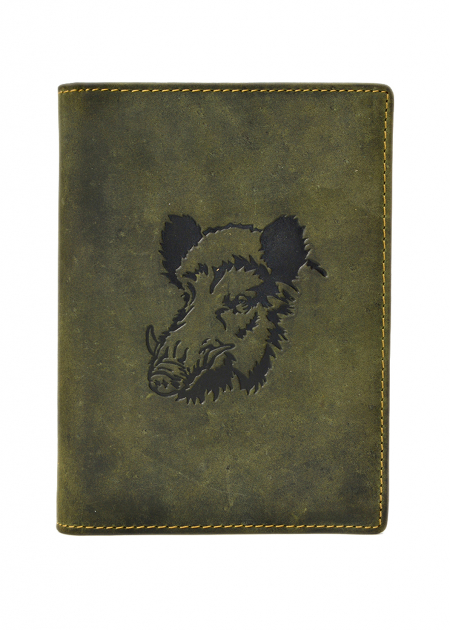 Vintage Ausweismappe 4tlg. Eber oliv Leder