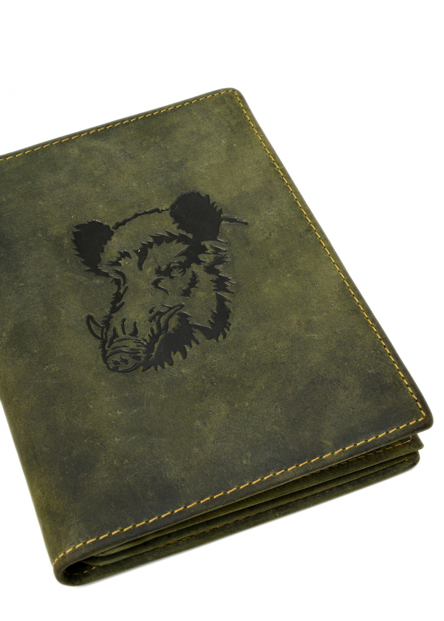 Vintage Ausweismappe 4tlg. Eber oliv Leder