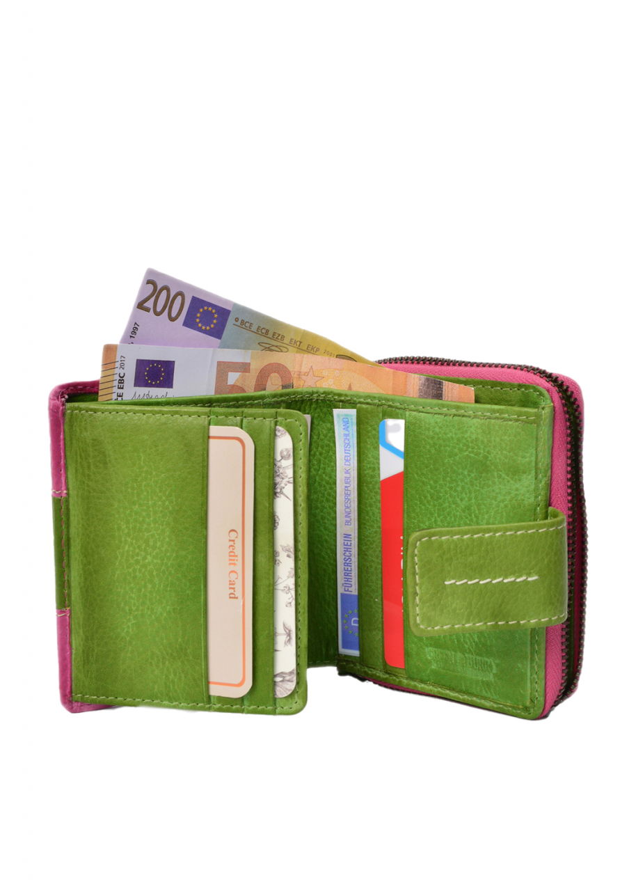 Candy-Shop RV-Damenbörse Fuchsia/Forest Leder