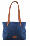 Nylon/Naturleder Shopper Diana azurblau