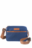 Nylon/Naturleder Crossover Bag Madeleine azurblau