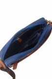 Nylon/Naturleder Crossover Bag Madeleine azurblau