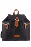 Nylon/Naturleder Rucksack Heidi schwarz