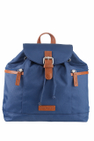 Nylon/Naturleder Rucksack Heidi azurblau