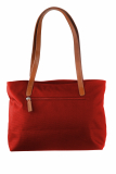 Nylon/Naturleder Shopper Diana rot
