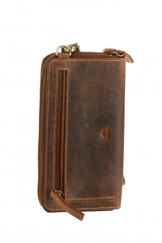 Vintage Mobil/Börse/Bag RFID Leder Farbe brown