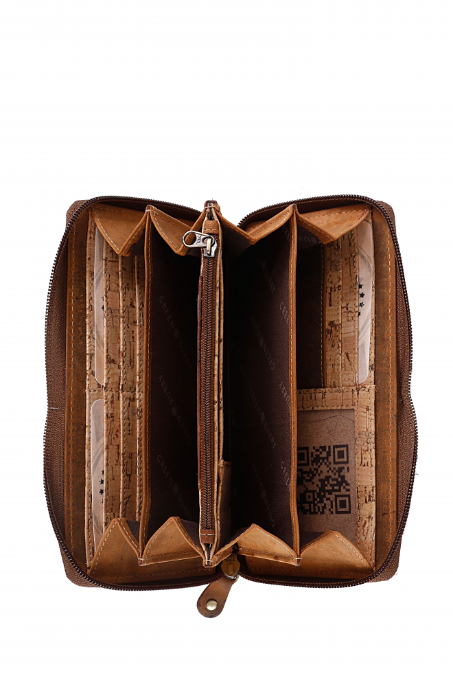 Vintage Cork Damenlangbörse natural mit RFID-Schutz