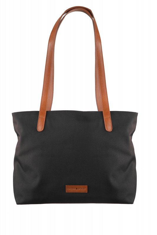 Nylon/Naturleder Shopper Diana schwarz