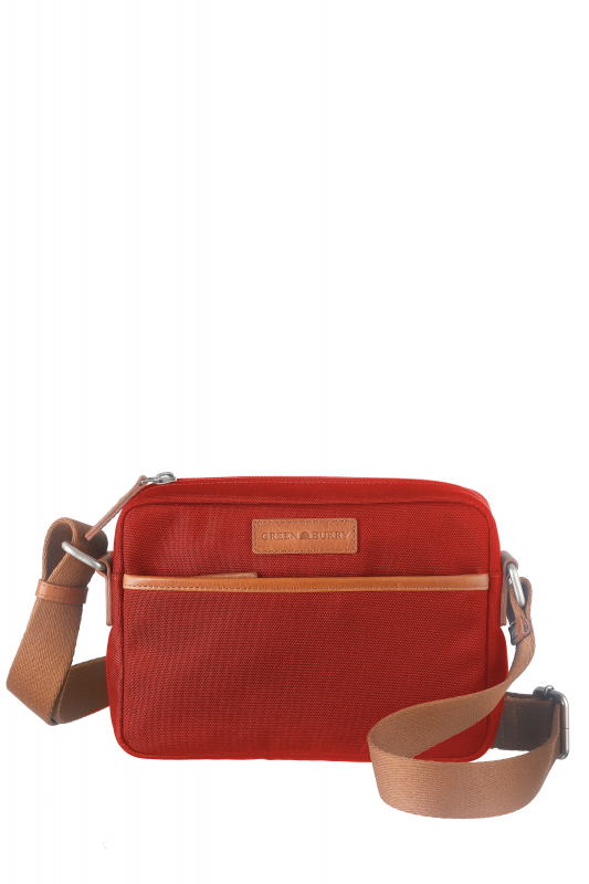 Nylon/Naturleder Crossover Bag Madeleine rot