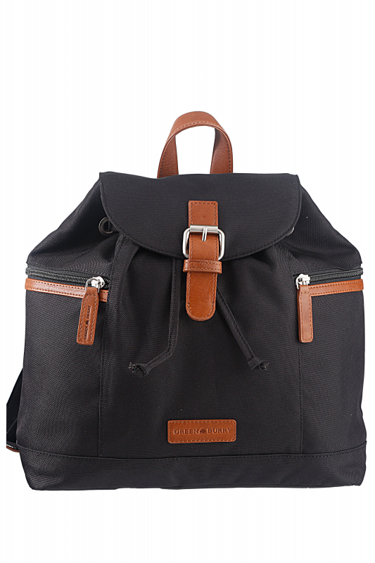Nylon/Naturleder Rucksack Heidi schwarz