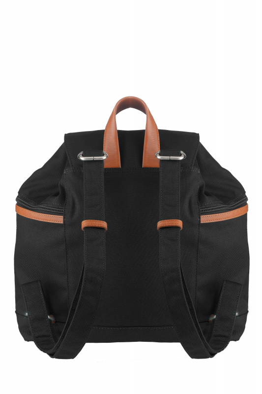 Nylon/Naturleder Rucksack Heidi schwarz
